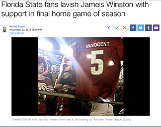 Illustration for article titled FSU QB and Alleged Rapist Jameis Winston Has a Sexy Fan, So, YOU KNOW.